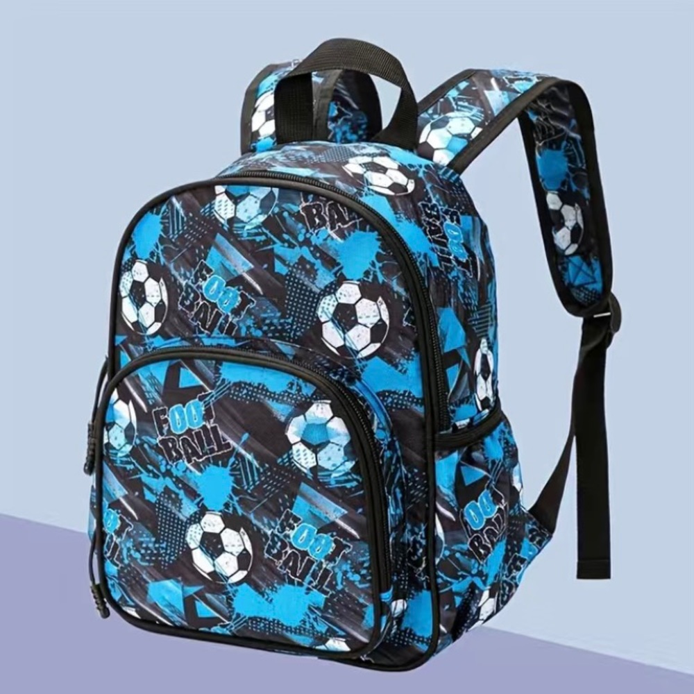Kids Backpack Soccer Print Blue Black School Bag Boys Children’s NEW